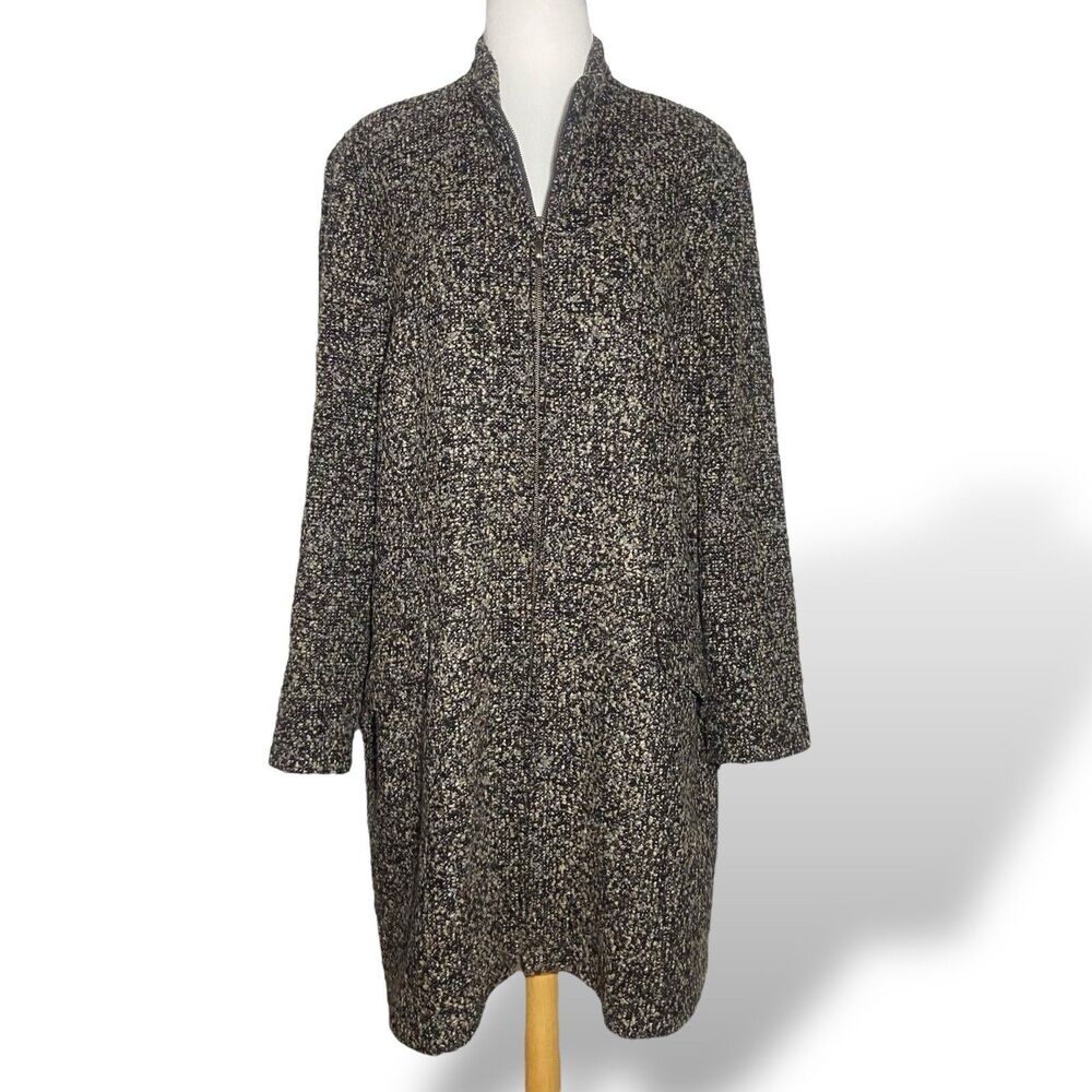 Marina Rinaldi Wool Blend Coat Jacket Women's Size US 16 MR 25 Brown Boucle